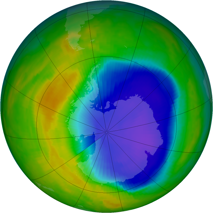 Antarctic ozone map for 02 November 1996